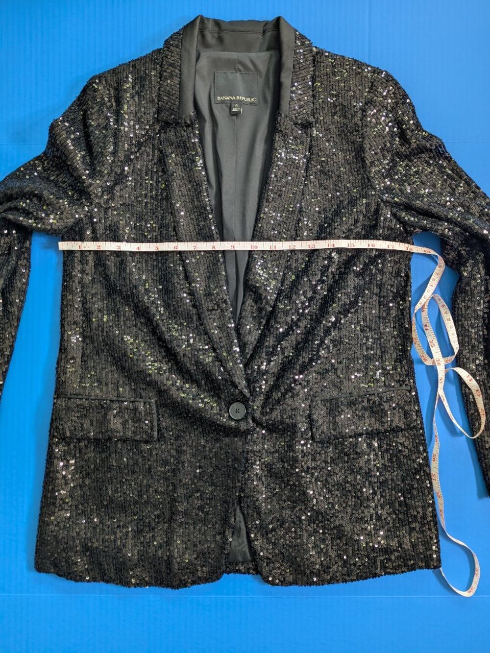 NWOT Banana Republic Soft Sequin Blazer Jacket, Black, Size 6 - Picture 6 of 15